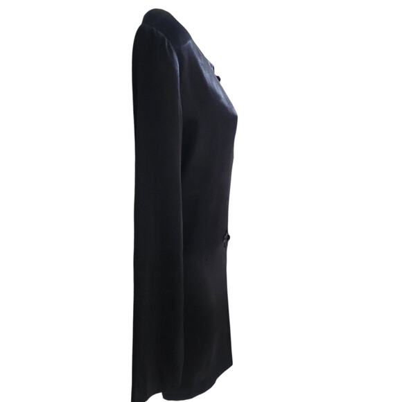 Vintage Black Leslie Fay Blouse Sz 12 Silky Asian Inspired Buttons - Picture 3 of 9